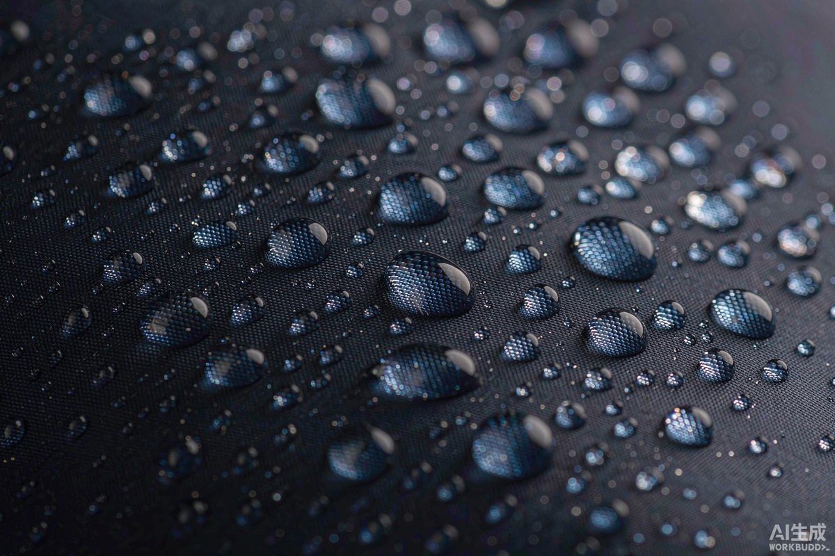 防水透湿复合面料表面的水珠